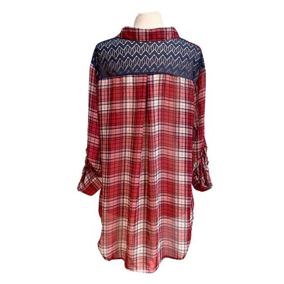 Plaid Sheer Button Down - Picture 4 of 7